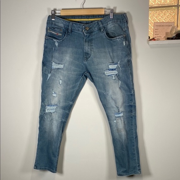 Diesel Blue Relaxed Distressed Jeans - Picture 1 of 16